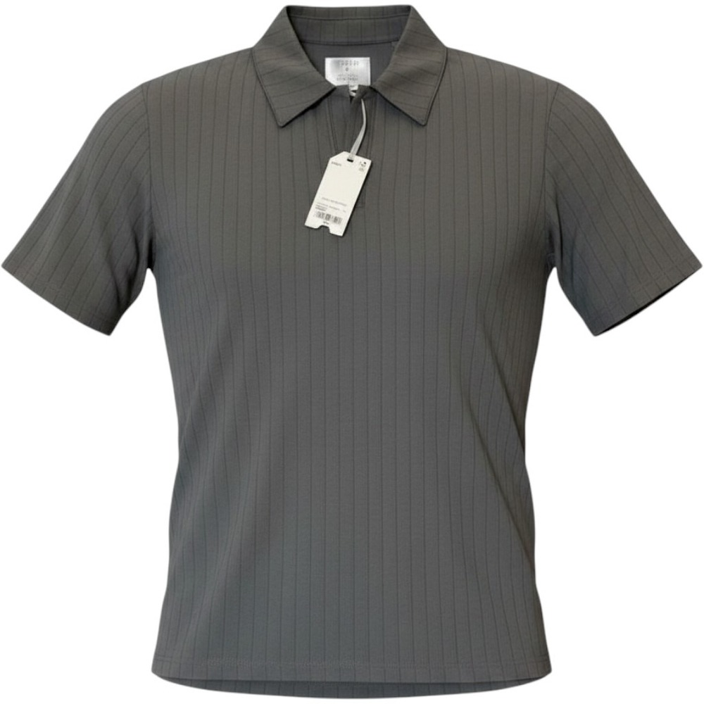Stylus x Ladarius Campbell Mens Gray Ribbed Short Sleeve Polo Shirt Small NWT